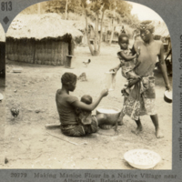 Making Manioc Flour in a Native Village near Albertville, Belgian Congo [high-res detail of right image]